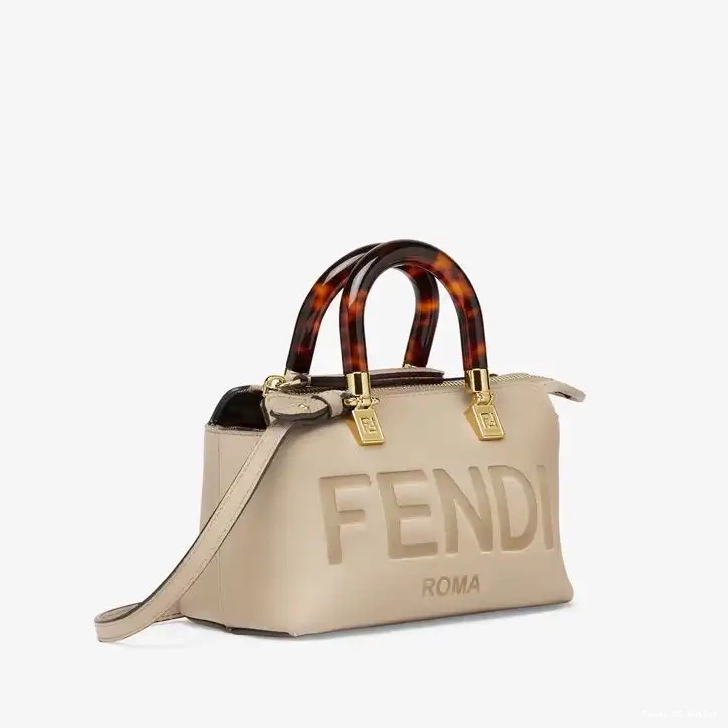 Affordable HOT Grey By Logo Boston In ROMA Leather The Bag Mini Calf Fendi Way 0508